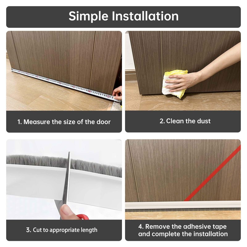 Door Sweep for Bottom of Door, Integrated Bottom Door Draft