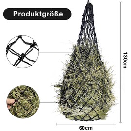 Hay Net Horses, Hay Net for Horses Close-Mesh Hay Net 130 x 60 cm Tight Mesh 5 x 5 cm, Species-Appropriate Feeding Improves Digestion & Wellbeing of Animals Hay Grass Feed Net Hay Bag 9 kg Filling