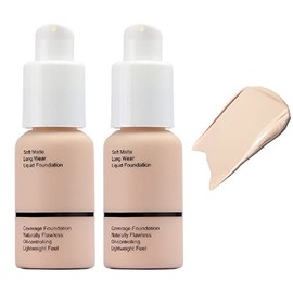 2 Pack Foundation Makeup,Matte Oil Control Concealer Foundation Cream,Long Lasting Waterproof Matte Liquid Foundation for Women Girls(101 Porcelain)