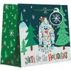 Jillson Roberts Medium Christmas Gift Bags with Holographic Accents, Yetis