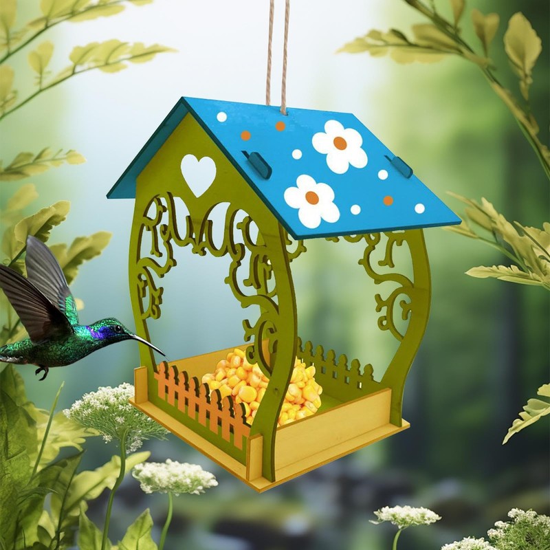 Bird Feeder - Wooden Bird Feeders for Outdoors - Decorative
