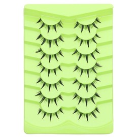 7 Pairs Cartoon Eyelashes and Clear Bands, Japanese Anime Cosplay Eyelashes, Spiky Wet Look Eyelashes, 12mm Asian False Eyelashes Cluster (01)