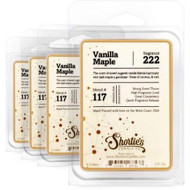 Shortie's Candle Company Vanilla Maple Wax Melts Bulk Pack - Formula 117-4 Highly Scented 3 Oz. Bars (12 Oz. Total) - Made with Natural Oils - Bakery & Food Air Freshener Cubes Collection
