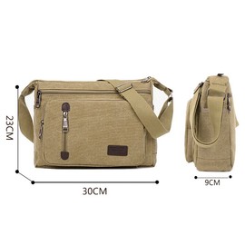 AIMALL Retro Men's Canvas Shoulder Messenger Bag Crossbody Satchel Travel Man's Bags with Adjustable Strap, Multiple Zipper Pockets，11.8x3.5x9 in