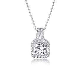DANIEL CLIFFORD Women's Necklace 925 Silver Pendant Crystal 'Lindsey', 45 cm Filigree Silver Chain Stone Pendant Square Thin Chain Small Stone, Sterling Silver, Cubic Zirconia