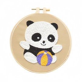 DIY Panda Handcraft Punch Needle Embroidery Kit, Starter Set, Punch Needle, Circle Frame Embroidery, Beginners Embroidery, Children's Embroidery Set, Adults, Suitable for Beginners and Children