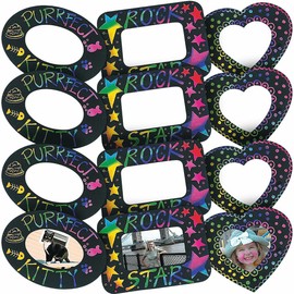 Fun Express Magic Color Scratch Art Picture Frame Magnets - 5.5" x 7 3/8" (Makes 24) - Assorted Shapes, Perfect for Family, Friends, and Group Projects