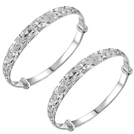 Sterling Silver Bangle Bracelets for Women,Fashion Jewelry Simple Adjustable 925 Silver Cuff Bangles for Women Mom Wife Valentine Mothers Day Gift