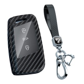 KUNIO Key Cover for VW Magotan Passat B8 Tiguan MK2 Jetta Skoda Superb A7 Kodiaq Keychain Keyring Zinc Alloy Carbon Black