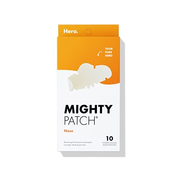 Mighty Patch Nose from Hero Cosmetics - XL Hydrocolloid Patches for Nose Pores, Pimples, Zits and Oil - Dermatologist-Approved Overnight Pore Strips to Absorb Acne Nose Gunk (10 Count)