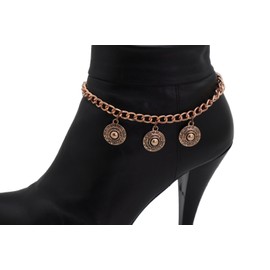Unbranded New Women Rose Gold Metal Chain Boot Bracelet Shoe Ethnic Coin Charm Wrap Around