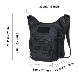 Men's Waist Bag Traveling Hiking Hip Bag Tactical Drop Leg Bag by KAUKKO (3-3-BLACK)