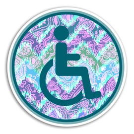 2 x 10cm Paisley Pattern Disabled Vinyl Stickers - Mobility Badge Car Sticker #18143 (10cm Wide)