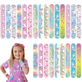 POPOYU 24Pcs Unicorn Slap Bracelets,Snap Bracelet Bands for Gifts Bag Filler,Unicorn Party Favors,Cute Wristbands for Kids Girls Birthday Gifts Unicorn Theme Party Supplies Classroom Prize Gifts