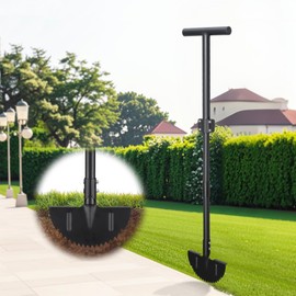 Edger Lawn Tool, Heavy Duty 49 Inch Border Edger with Half Moon Sharp Blade, T-Grip, Wide Footplate, Saw Tooth Rustproof Manual Lawn Edger for Landscaping, Yard,Garden, Sidewalk, Flower Beds