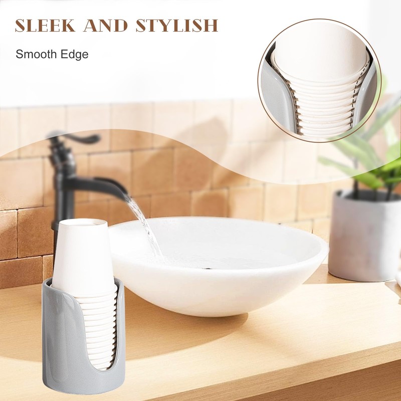 Bathroom Cup Dispenser - Small Holder for Bathroom, Mouthwash Cups,