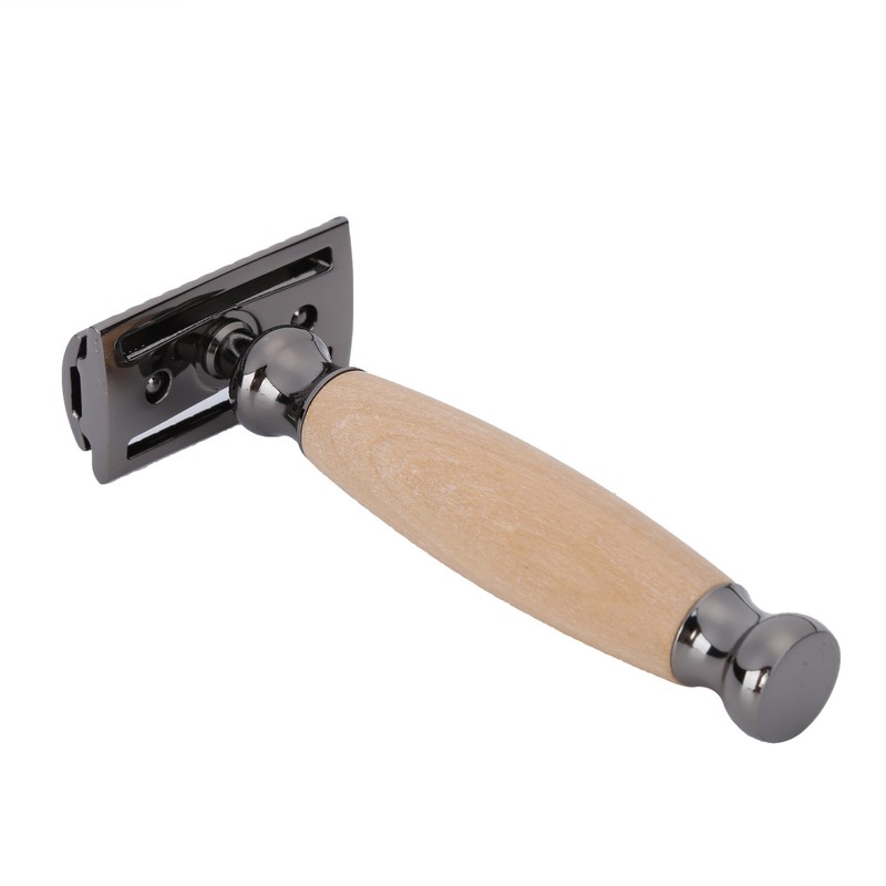 Men Shaving Razor with Wood Handle Portable Double Edge Razor