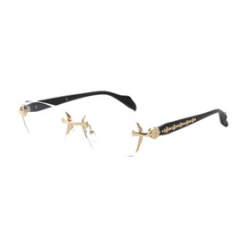 HOUSE OF WOO Rimless Sunglasses, Men's, Date Glasses, Hip Hop Rapper Street Eyewear, gold