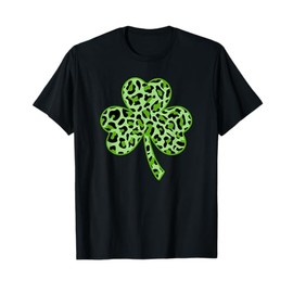 Green Shamrock Leopard Print St Patrick's Day T-Shirt