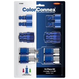 ColorConnex Coupler & Plug Kit, Automotive Type C, 1/4" NPT, Blue, 14-Piece - A72458C