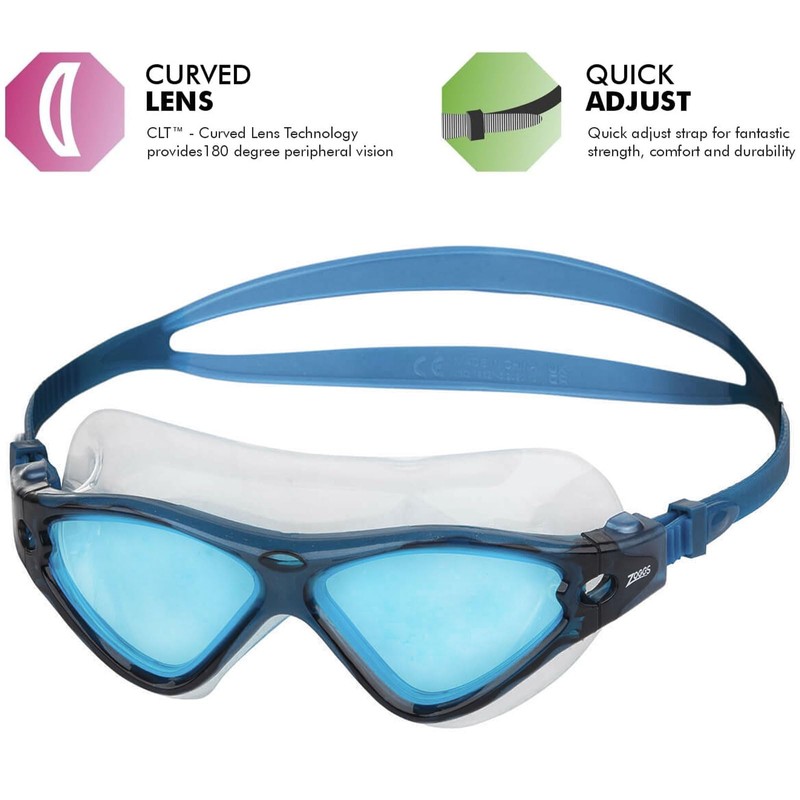 Zoggs Unisex Adult Tri-Vision Mask Swimming Goggles, Navy/Blue/Tint, One Size,