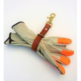 Leather Glove Holder Strap with Clip by AP Saddlery (Solid Brass Hardware, Saddle Tan)