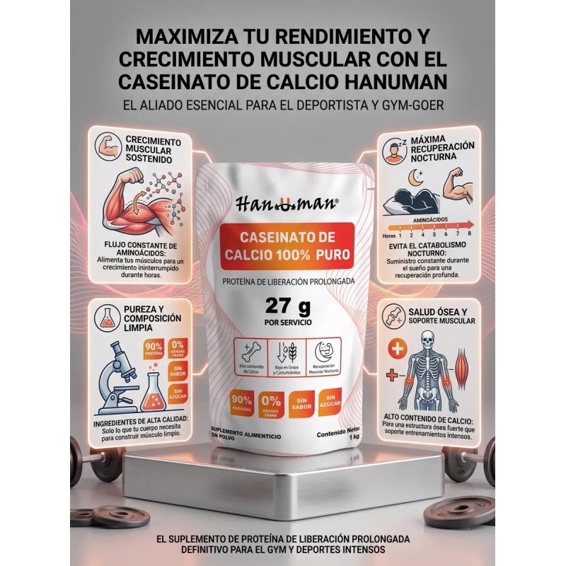 Caseinato Calcio 100 Puro Liberacion Prolongada Hanuman Sabor