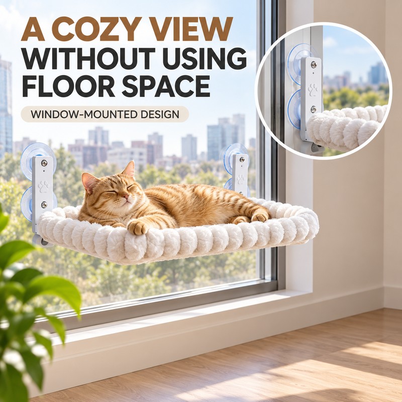 Cat Window Hammock for Indoor Cats – Strong Suction Cup
