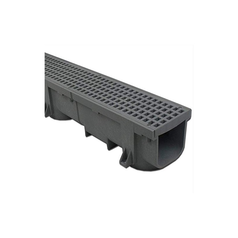 Polylok Heavy Duty 4ft Trench Drain & Grate - Gray