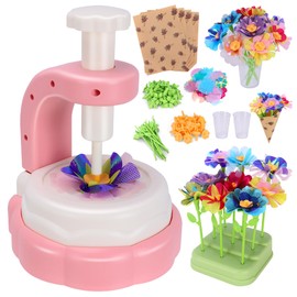 DIY Flower Making Machine Craft Kit, Build Your Own Fabric Flower Bouquet Toys for Girls, Arts & Crafts Gift for Kids Ages 4-8, Creative Birthday Gift for 5 6 7 8 Year Old Girls