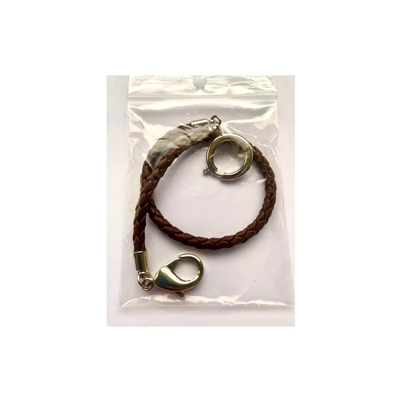 PUREgrey Brown Leather Braided Pocket Watch Chain with Lobster Clasp,