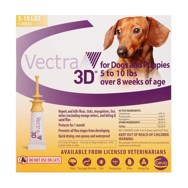 VECTRA 3D XS Dog 5-10Lbs, 3 Doses