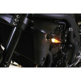 Kuryakyn 2540 Motorcycle Lighting Accessory: Kellermann Micro Rhombus PL, LED Running/Turn Signal/Blinker Light, White/Amber, Front Left, Satin Black, Pack of 1