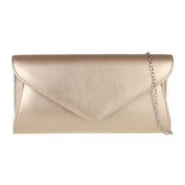 Girly Handbags Ladies Plain Envelope Clutch Bag, Rose Gold