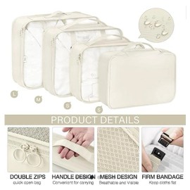 KPX Beige Packing Cubes For Travel (Set Of 8)
