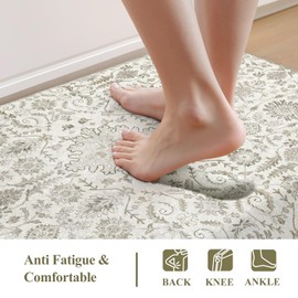 Collive Kitchen Floor Mat Cushioned Anti Fatigue, Vintage Boho Floral Rug Non Skid Waterproof Kitchen Sink Rugs, Memory Foam Comfort Standing Desk Mats for Floor, Office, 17.3''x28''