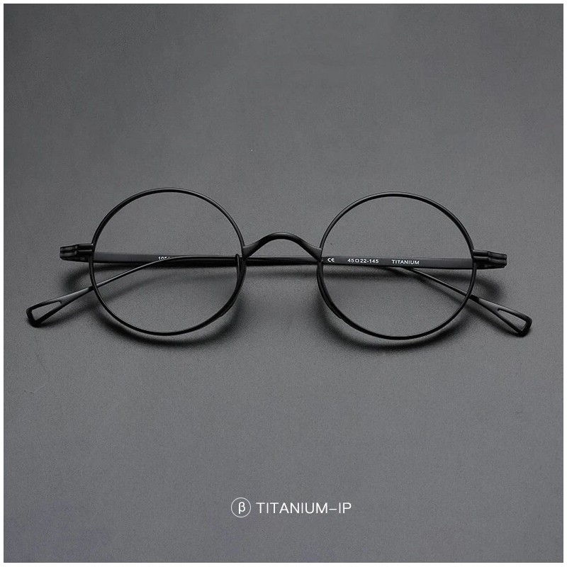 Coyee Titanium Round Eyeglass Frame Retro Glasses Ultralight Spectacles Black