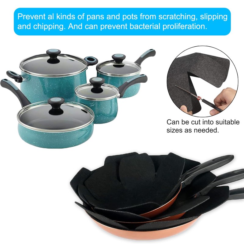 6 Piece Pot Pan Protectors for Stacking, 3 Different Size