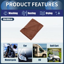 INFINAUTO Cleaning Cloths Towel,Car Drying Plush Cloth Absorbent Microfiber Coffee,1pcs 420g/㎡ 60x160cm