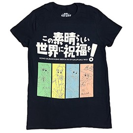 Konosuba: Kazuma, Aqua, Megumin, Darkness Group Mens T-Shirt (Large)