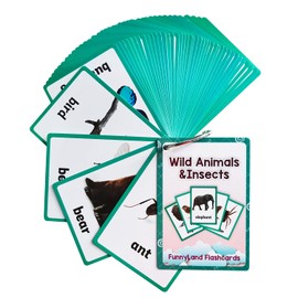 Lilias Wild Animals & Insects Flash Cards, Toddler Learning Toys, Preschool Learning Toys, Homeschool Supplies, Learning Supplies for Kindergarten, 4.3 X 3.14 Inch, 48 Cards in Set