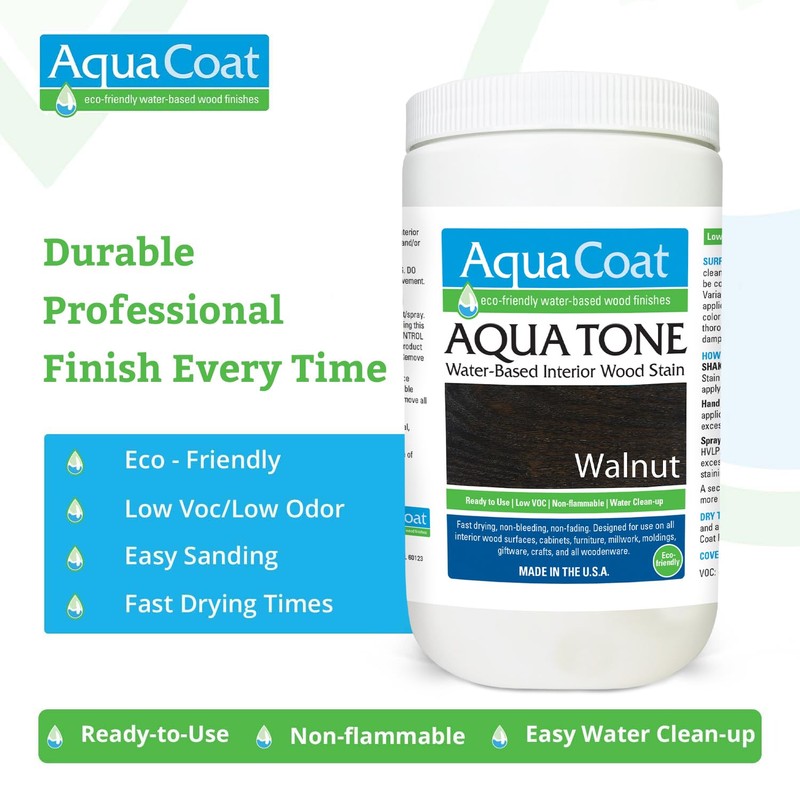 Aqua Coat Aqua Tone Water-Based Wood Stain (Quart, Walnut)