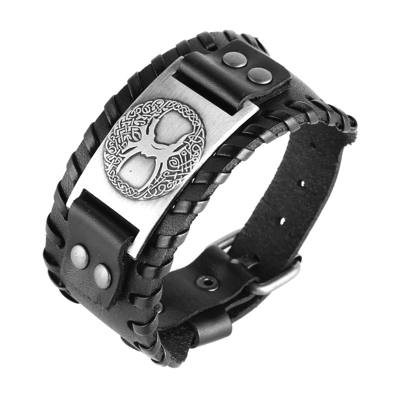 Scddboy - Pulsera de estilo vikingo, ajustable, diseño de runa