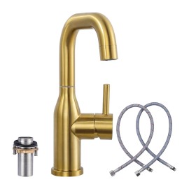 Brushed Gold Bar Sink Faucet Single Hole Stainless Steel Wet Bar Faucets Mini Kitchen Faucet with cUPC Supply LinesColor: Gold, Surface Finishing: Gold
