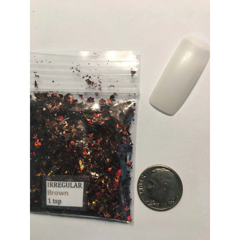 Baby Emma Solvent Resistant IRREGULAR shape Glitter (BROWN) Nail Art