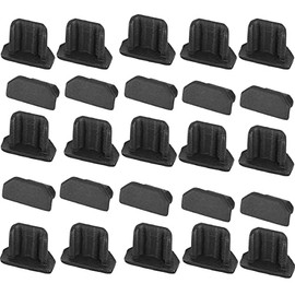 Sopepoyie 25pcs Micro USB Port Dust Covers 6.5x2.3mm Silicone Micro USB Cap Port Cover Anti Dust Protector Black