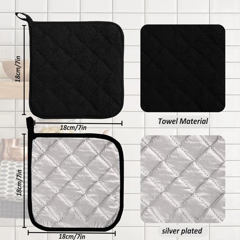 5 Pack Terry Cloth Pot Holders for Kitchen Heat Resistant,