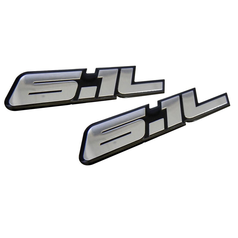 ERPART 6.1L Liter Silver Engine Real Polished Aluminum Emblem Badge