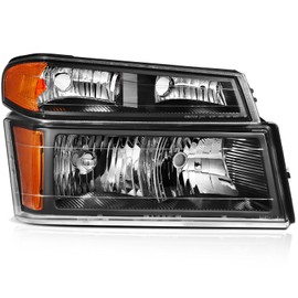 LSAILON Headlight Assembly Fit For Chevy Colorado 2004-2012 For GMC Canyon 2004-2012 For Isuzu i-280 2006 For Isuzu i-290 2007-2008 Black Housing Amber Reflector Clear Lens Driver and Passenger Side