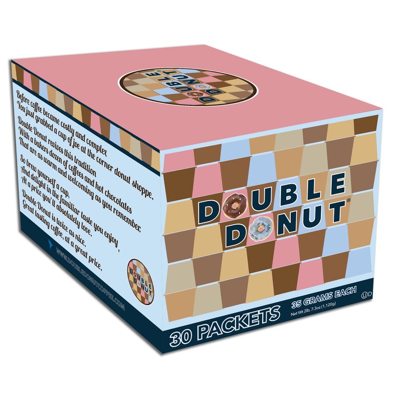 Double Donut Coffee Flavored Hot Chocolate Packets, Gourmet Hot Cocoa